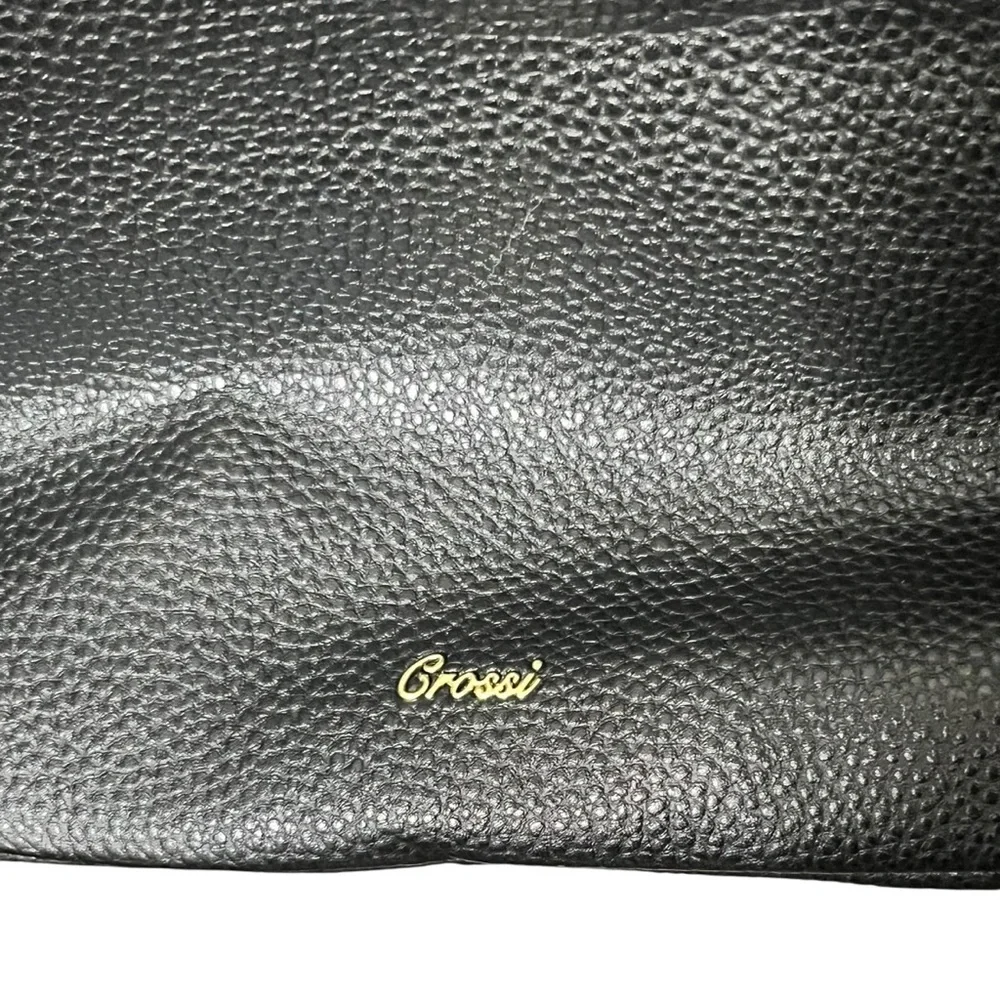 Crossi Jenna Black Vegan Leather Backpack with Leopard Bow